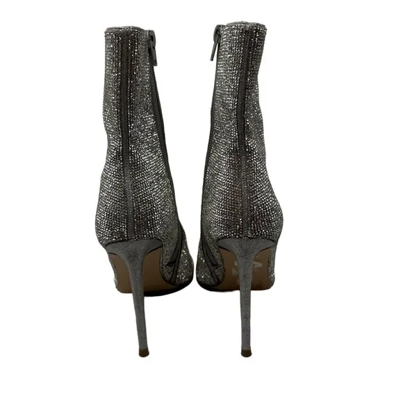 Steve Madden Finley-R Rhinestone Embellished Peep Toe Stiletto Boots Size 5.5