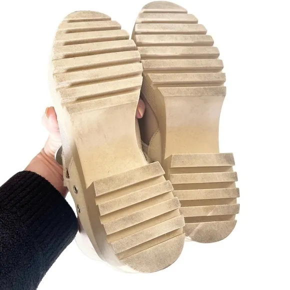 Steve Madden Grady Combat‎ Boots Buckle Chunky Lugsole Platform Tan Womens 7.5