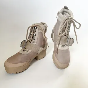 Steve Madden Grady Combat‎ Boots Buckle Chunky Lugsole Platform Tan Womens 7.5