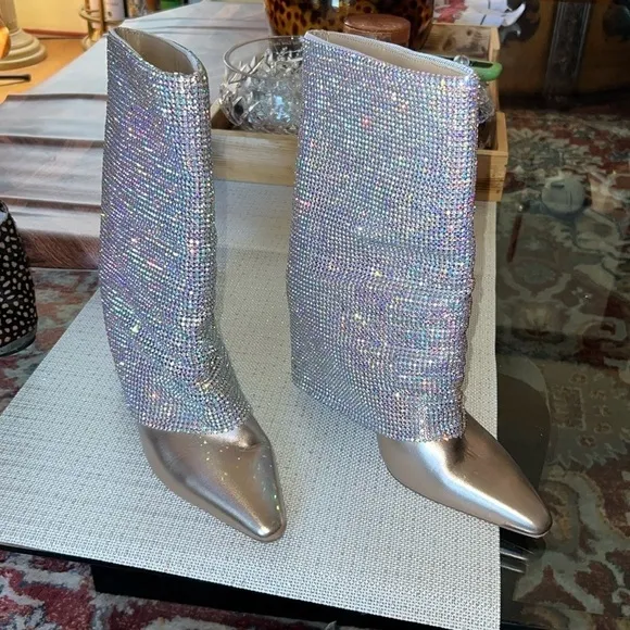 Steve Madden Rhinestone Boots, size9.5, sparkly multicolor