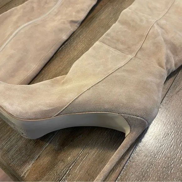 STEVE MADDEN | Suede Lather Tall Heeled Pointed Toe Boots Tan Taupe Women’s 9.5