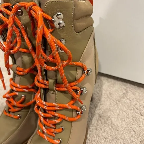 Steve Madden Tan Karey Leather Pointed Toe Lace-up Boots Size 8