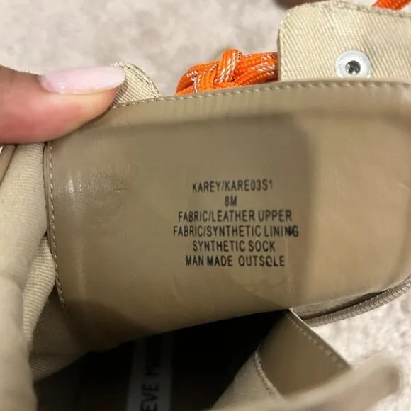 Steve Madden Tan Karey Leather Pointed Toe Lace-up Boots Size 8