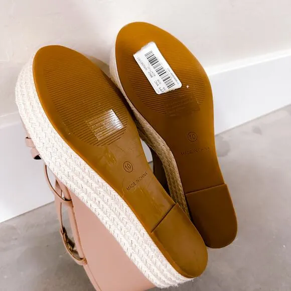 Steve Madden Whitlee Platform Espadrille Wedge Sandals Tan Beige Size 10 NWT
