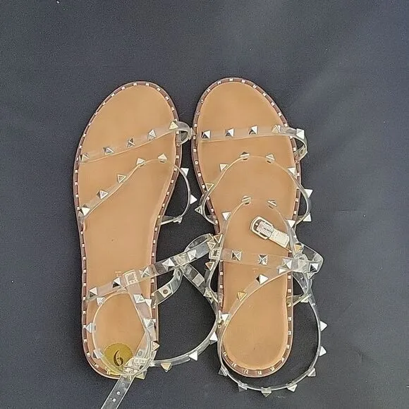 STEVE MADDEN TRAVEL CLEAR STUDDED WOMEN&quot;S SANDAL