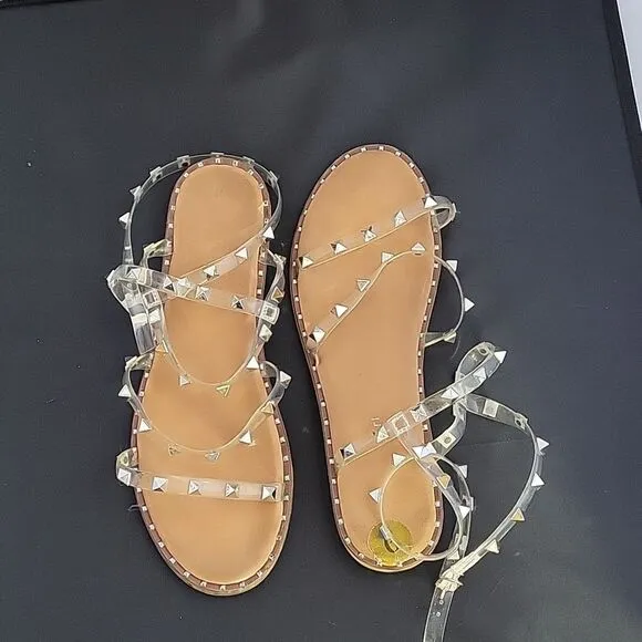 STEVE MADDEN TRAVEL CLEAR STUDDED WOMEN&quot;S SANDAL
