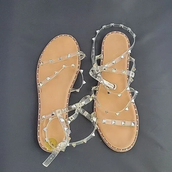 STEVE MADDEN TRAVEL CLEAR STUDDED WOMEN&quot;S SANDAL
