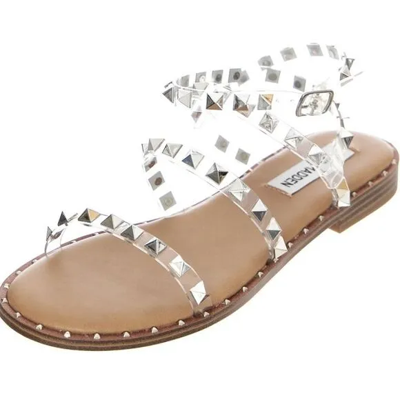 STEVE MADDEN TRAVEL CLEAR STUDDED WOMEN&quot;S SANDAL