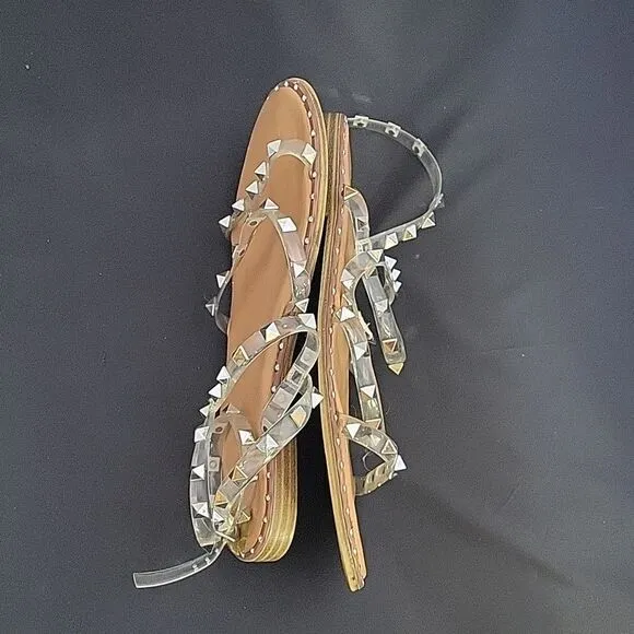STEVE MADDEN TRAVEL CLEAR STUDDED WOMEN&quot;S SANDAL