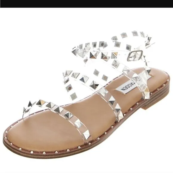 STEVE MADDEN TRAVEL CLEAR STUDDED WOMEN&quot;S SANDAL