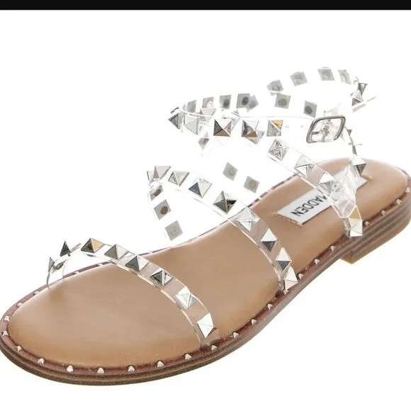 STEVE MADDEN TRAVEL CLEAR STUDDED WOMEN&quot;S SANDAL