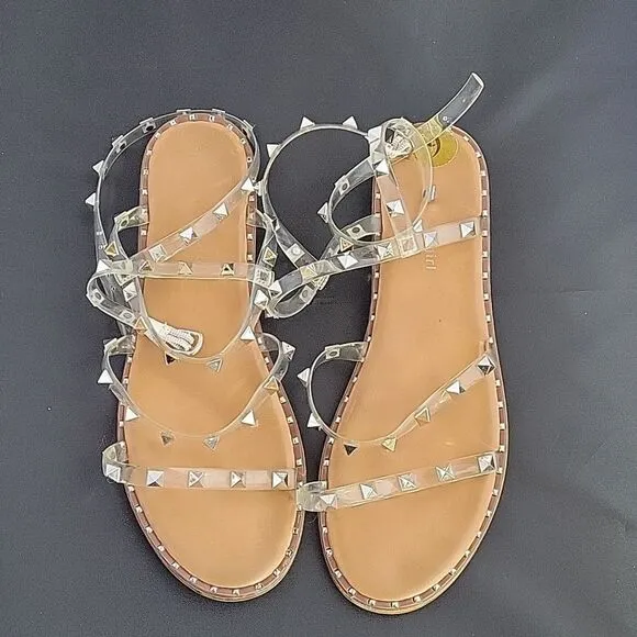 STEVE MADDEN TRAVEL CLEAR STUDDED WOMEN&quot;S SANDAL