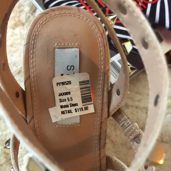 Steven New York Scoutt Neutral Wedge Espadrille Studded Sandals