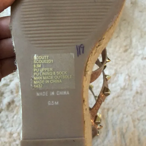 Steven New York Scoutt Neutral Wedge Espadrille Studded Sandals