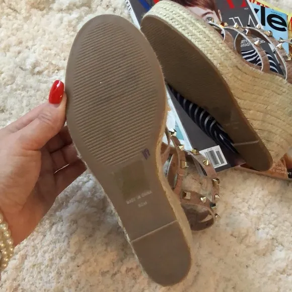 Steven New York Scoutt Neutral Wedge Espadrille Studded Sandals