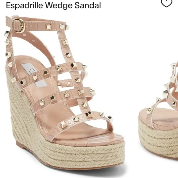 Steven New York Scoutt Neutral Wedge Espadrille Studded Sandals