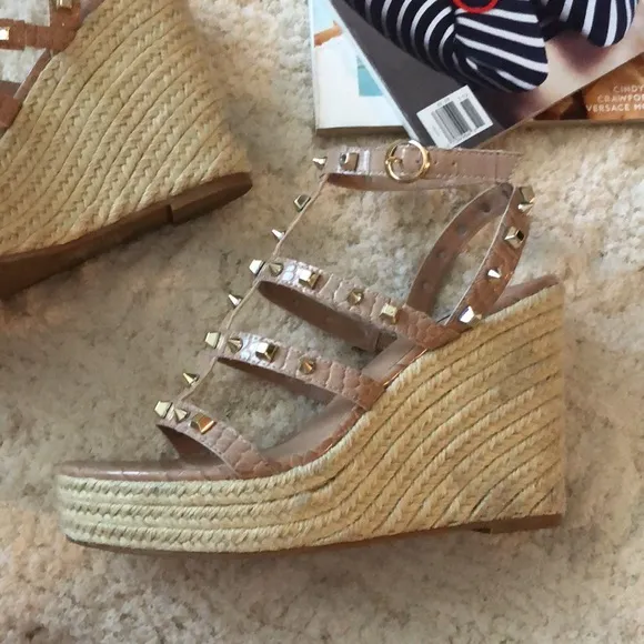 Steven New York Scoutt Neutral Wedge Espadrille Studded Sandals