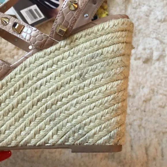 Steven New York Scoutt Neutral Wedge Espadrille Studded Sandals