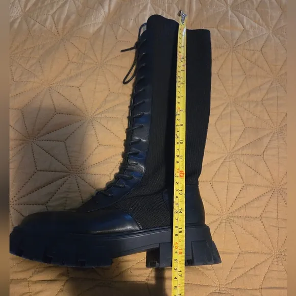 Stretch calf combat style boots
