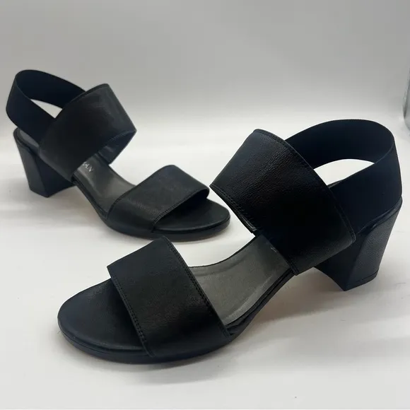 Stuart Weitzman Access Heeled Sandals Strap Stretch Leather Black Size 7