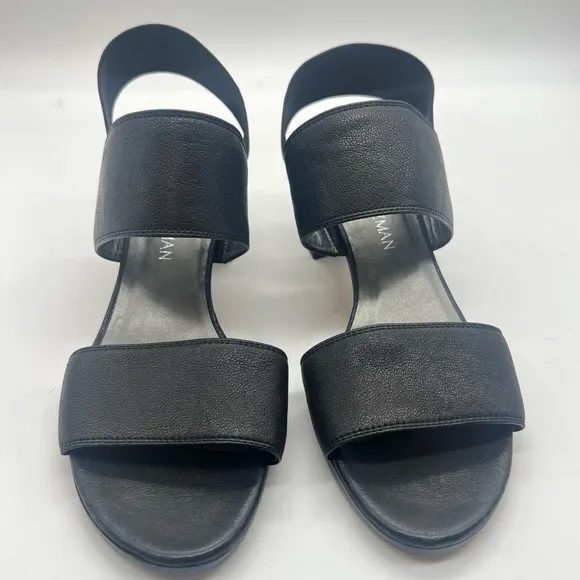 Stuart Weitzman Access Heeled Sandals Strap Stretch Leather Black Size 7