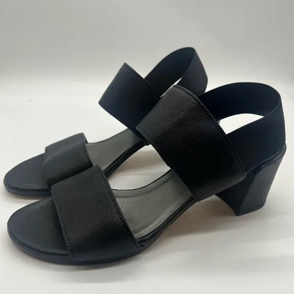 Stuart Weitzman Access Heeled Sandals Strap Stretch Leather Black Size 7