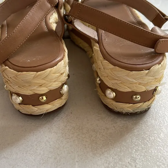 Stuart weitzman beraffia studded platform sandals size 8