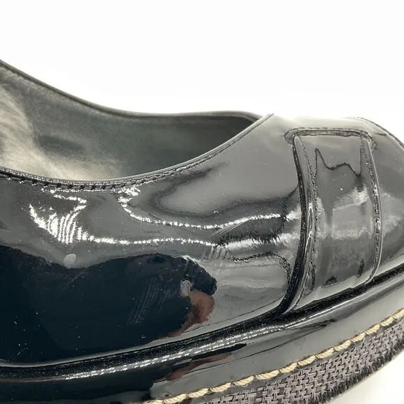STUART WEITZMAN Excise Patent Leather Wedge Sandals Slingback Black‎ Size 9