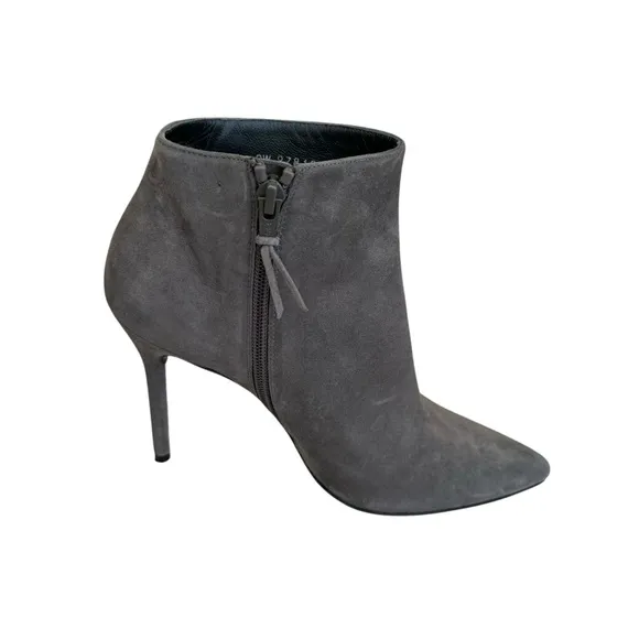 Stuart Weitzman Grey Suede Booties Pointed Toe Stiletto Heel Ankle Boots Women’s