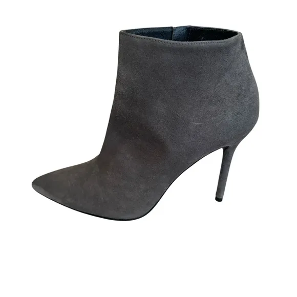 Stuart Weitzman Grey Suede Booties Pointed Toe Stiletto Heel Ankle Boots Women’s