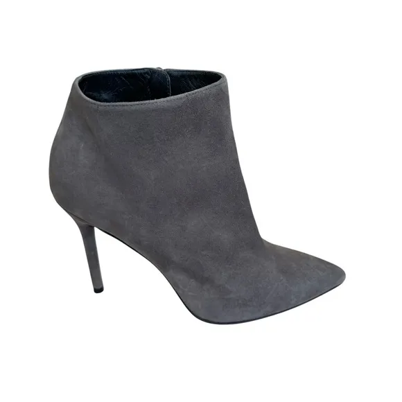 Stuart Weitzman Grey Suede Booties Pointed Toe Stiletto Heel Ankle Boots Women’s