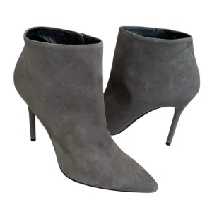 Stuart Weitzman Grey Suede Booties Pointed Toe Stiletto Heel Ankle Boots Women’s