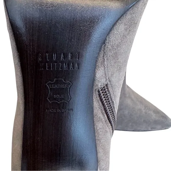 Stuart Weitzman Grey Suede Booties Pointed Toe Stiletto Heel Ankle Boots Women’s