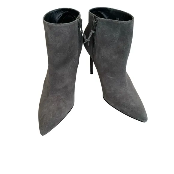 Stuart Weitzman Grey Suede Booties Pointed Toe Stiletto Heel Ankle Boots Women’s