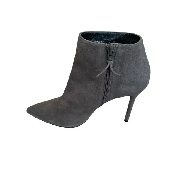 Stuart Weitzman Grey Suede Booties Pointed Toe Stiletto Heel Ankle Boots Women’s