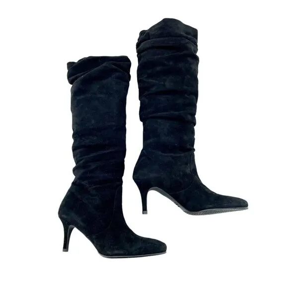 Stuart Weitzman Lafayette Slouch Boots Knee High Black Suede US 4.5 M $775