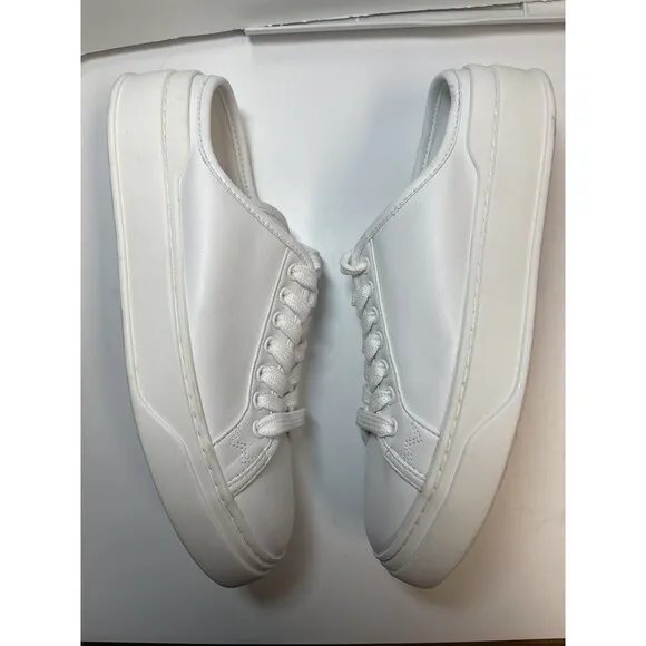 Stuart Weitzman Skater Mule Sneakers In White Sz 7 New