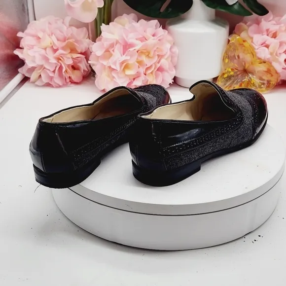 Studio Paolo wingtip Wool And Faux Patent Leather Loafers Sz 7M