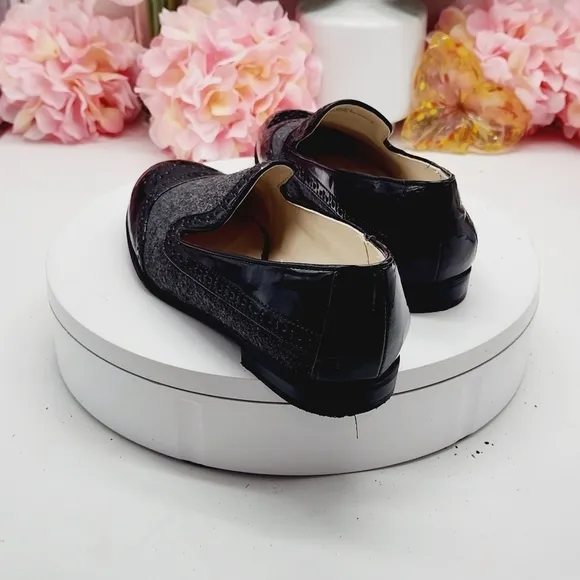 Studio Paolo wingtip Wool And Faux Patent Leather Loafers Sz 7M