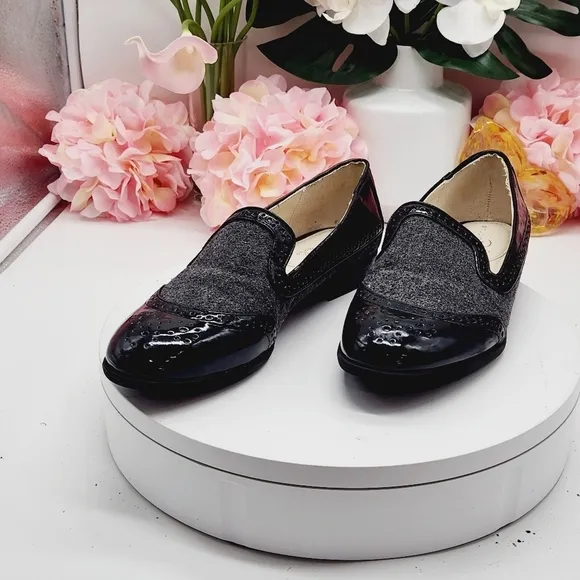 Studio Paolo wingtip Wool And Faux Patent Leather Loafers Sz 7M