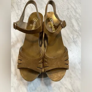 Suede Wooden Studded Platform Sandals