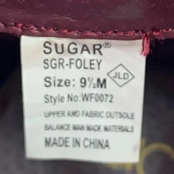 Sugar Foley ankle booties size 9.5 maroon chunky