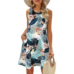Summer Dresses for Women Beach Foliage Print