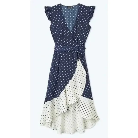SUMMERSALT The Beach to Brunch Wrap Dress Square Dot in Deep Sea &amp; White Sand