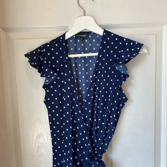 SUMMERSALT The Beach to Brunch Wrap Dress Square Dot in Deep Sea &amp; White Sand