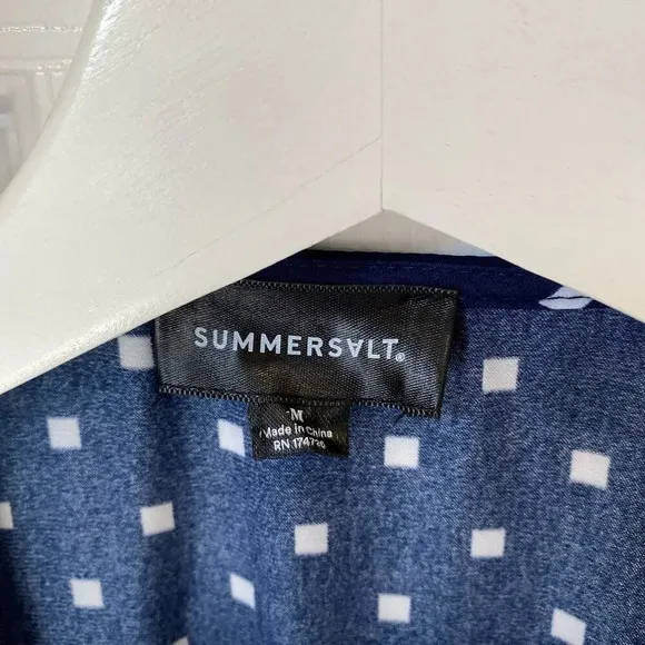 SUMMERSALT The Beach to Brunch Wrap Dress Square Dot in Deep Sea &amp; White Sand
