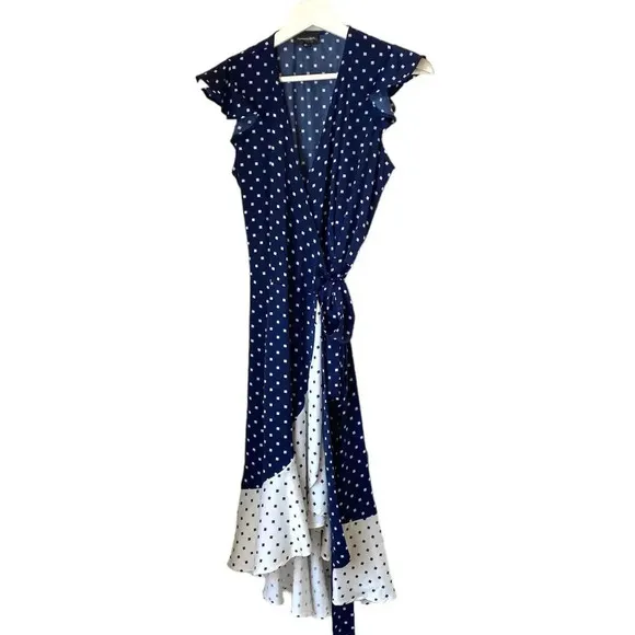 SUMMERSALT The Beach to Brunch Wrap Dress Square Dot in Deep Sea &amp; White Sand