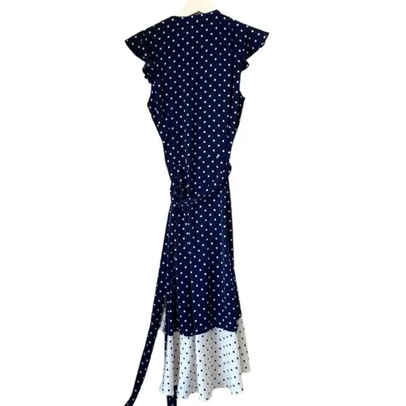 SUMMERSALT The Beach to Brunch Wrap Dress Square Dot in Deep Sea &amp; White Sand