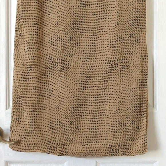 Susan Bristol Y2K Vintage Light Spotted Print High Waisted Midi Skirt Tan 12