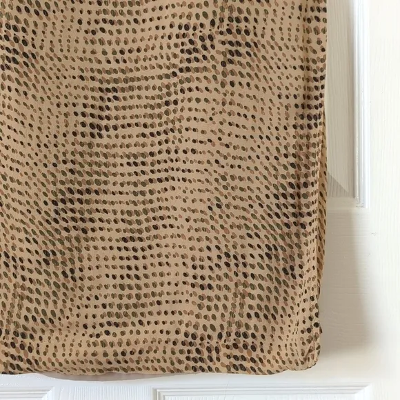 Susan Bristol Y2K Vintage Light Spotted Print High Waisted Midi Skirt Tan 12